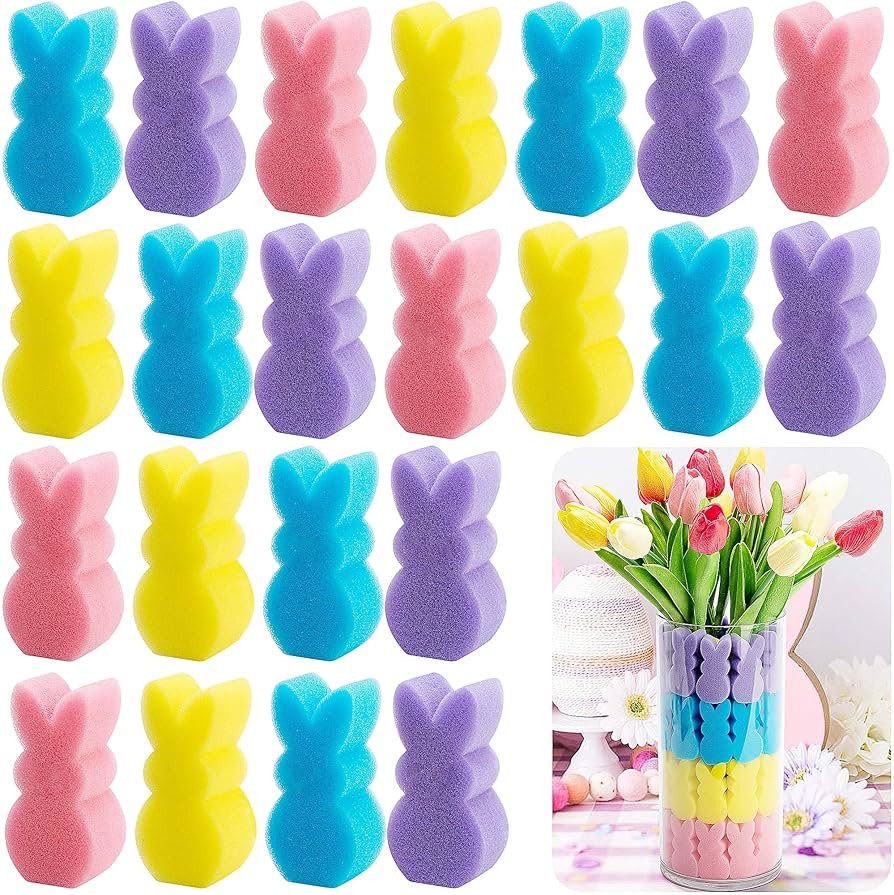 Watayo 60 Pcs Easter Decoration Sponge Bunnies Vase Filler, Multicolor Easter Bunnies Vase Stuffe... | Amazon (US)