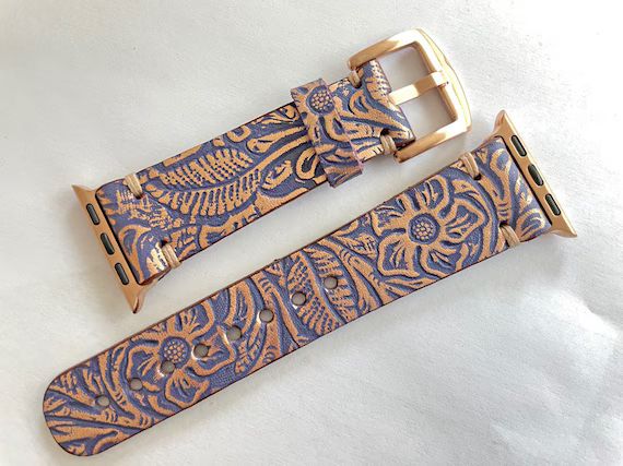 Tooled Leather Apple Watch Band Leather Apple Watch Band | Etsy | Etsy (US)