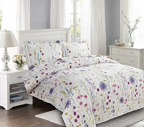 Jarson Floral Quilts Set Lightweight Spring Summer Bedspreads King Size, 3Pcs Rustic Country Bedd... | Amazon (US)
