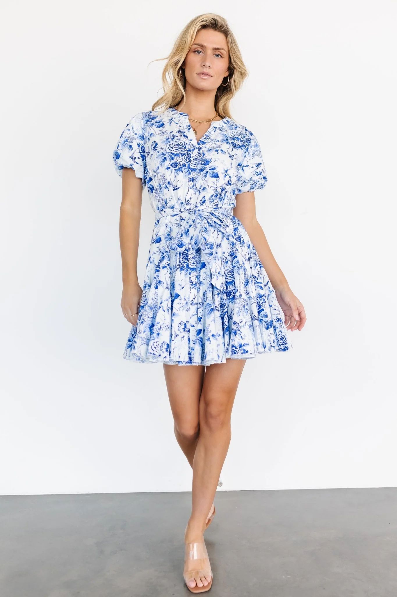 Mikki Mini Dress | White + Blue | Baltic Born