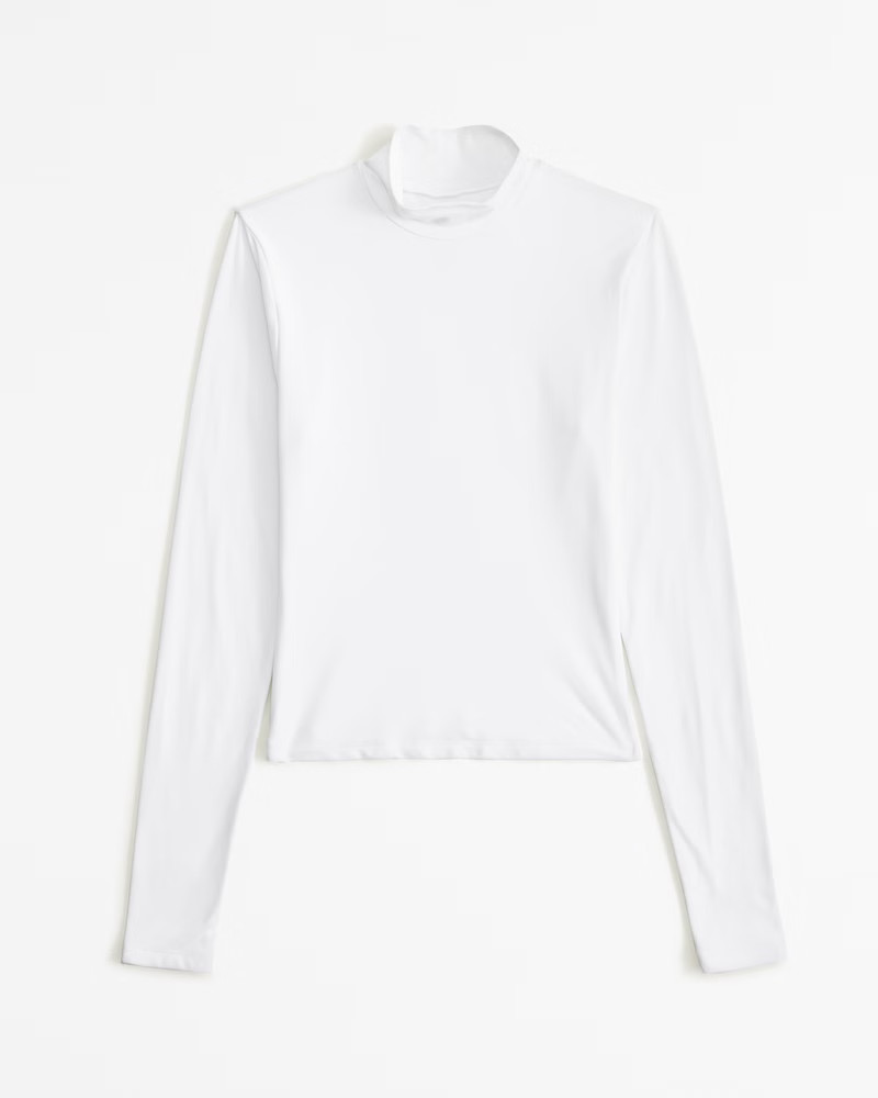 Soft Matte Seamless Long-Sleeve Cropped Mockneck Top | Abercrombie & Fitch (US)