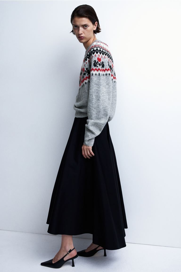 Jacquard-knit Sweater - Light gray melange - Ladies | H&M US | H&M (US)