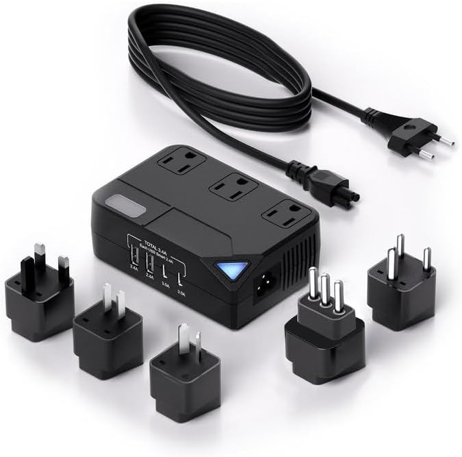 Amazon.com: Universal 100V-220V Travel Converter，250W Voltage Converter with 2 USB and 2 USB-C ... | Amazon (US)