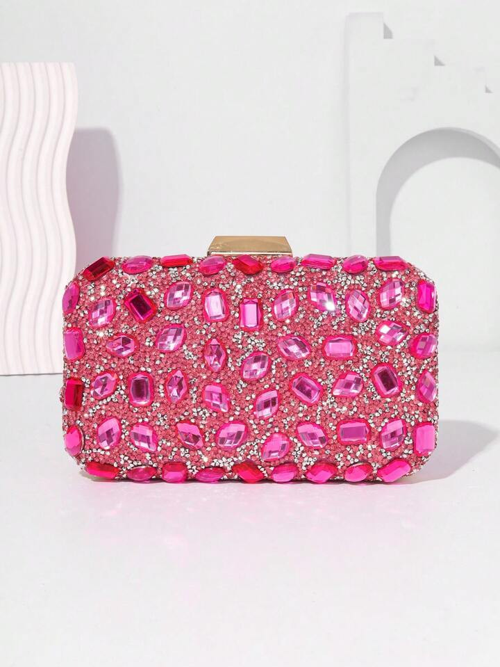 Evening Clutch Bag, Women Stylish Party Dress Bag, Shiny Rhinestone Diamond Crystal Purse With Ch... | SHEIN