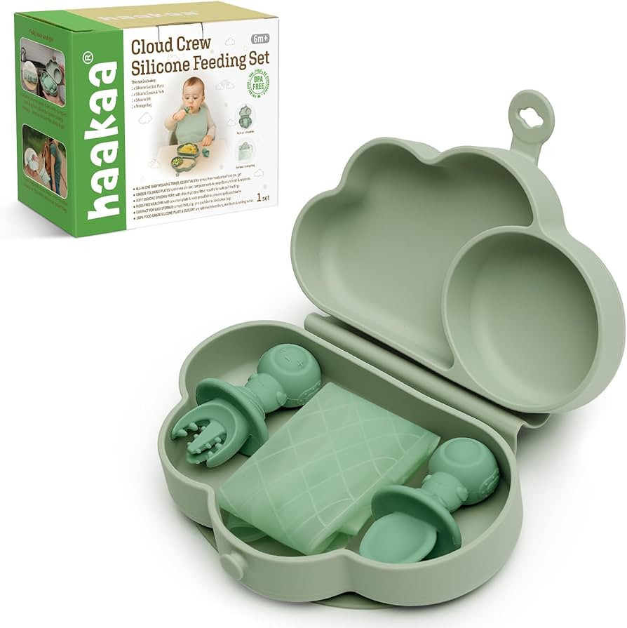 haakaa Cloud Crew Silicone Travel Baby Feeding Set with Foldable Suction Baby Plates, Silicone Bi... | Amazon (US)