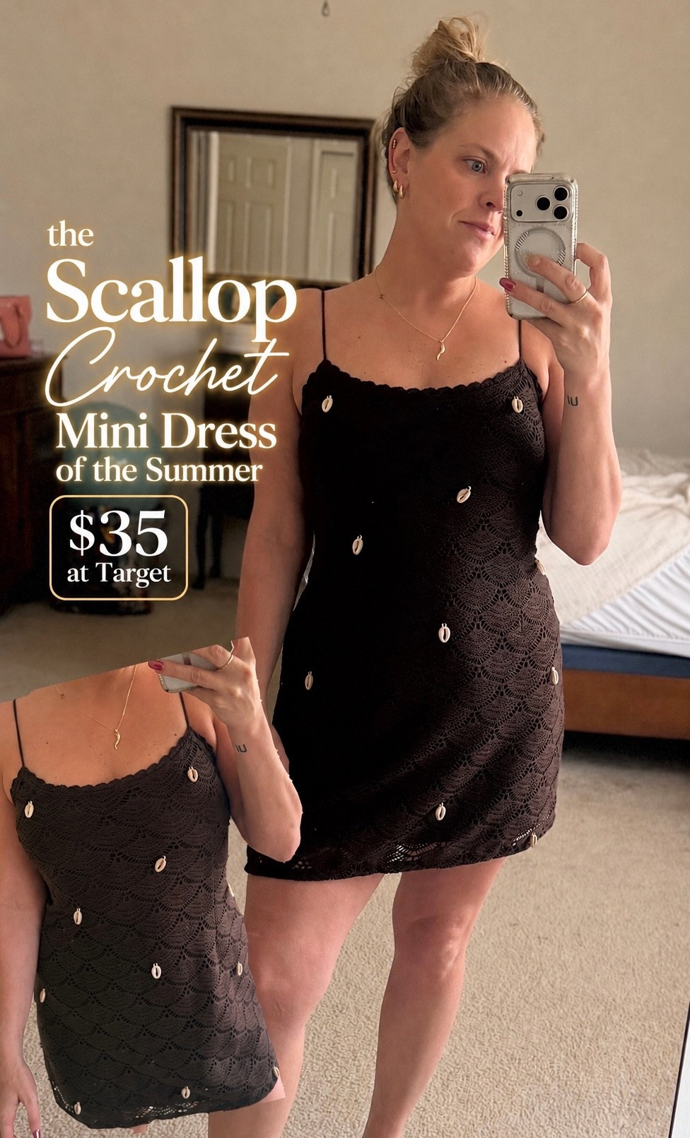 This Target mini dress is giving expensive beach vacation vibes for $35 🌊🤎
The scallop crochet detail is so pretty, it’s fully lined, & the sea shells are to die for 😍
-wearing a M /// also available in plus size

#LTKStyle #LTKFinds #LTKSummer

#LTKootd #LTKMidsize #LTKPlusSize