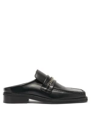 Curb-chain square-toe leather backless loafer | Matches (US)