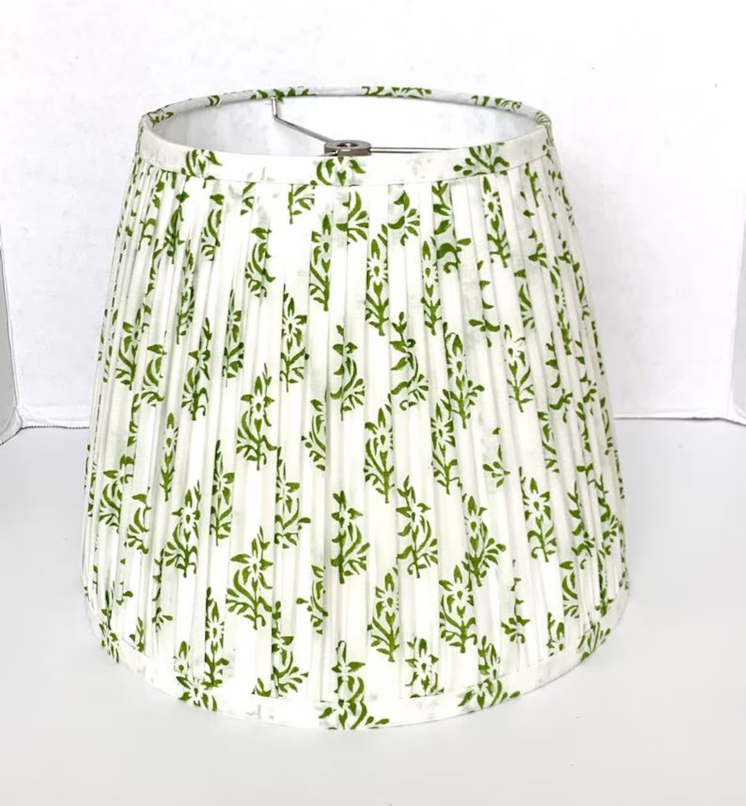 Pleated Lampshade Green Lamp Shade Floral Pleated Sconce Chandelier Shade custom Made-to-order-ho... | Etsy (US)