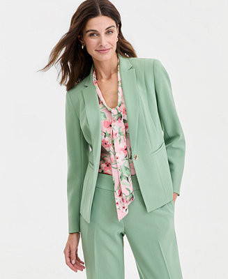 Women's Stretch Crepe One-Button Panel-Seamed Blazer, Regular & Petite | Macy's