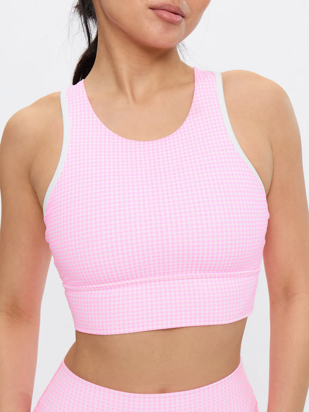 Geo Sports Bra - Pink Gingham | Buffbunny