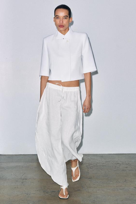 SHORT SLEEVE CROPPED BLAZER ZW COLLECTION | Zara US