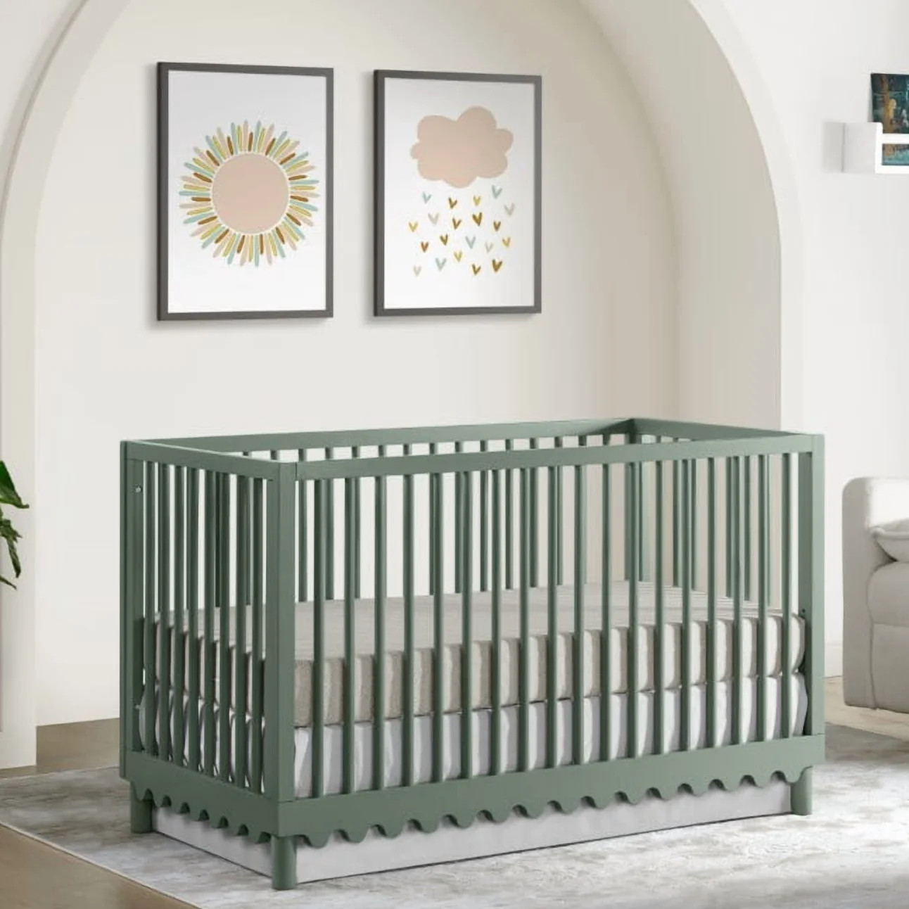 Oxford Baby Sterling Convertible Island Crib Olive Green | Walmart (US)