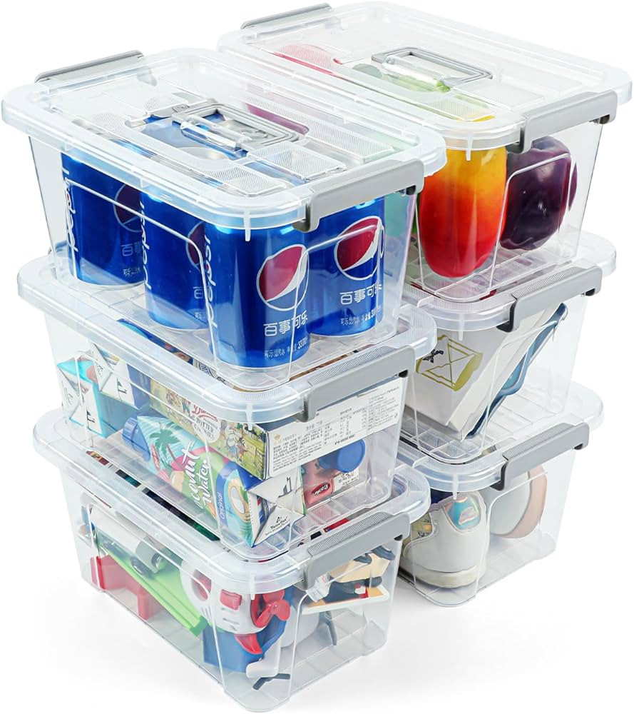 AREYZIN Plastic Storage Bins With Lids,6 Pack Storage Organizer Bins,7 Quart Stackable Storage Ba... | Amazon (US)