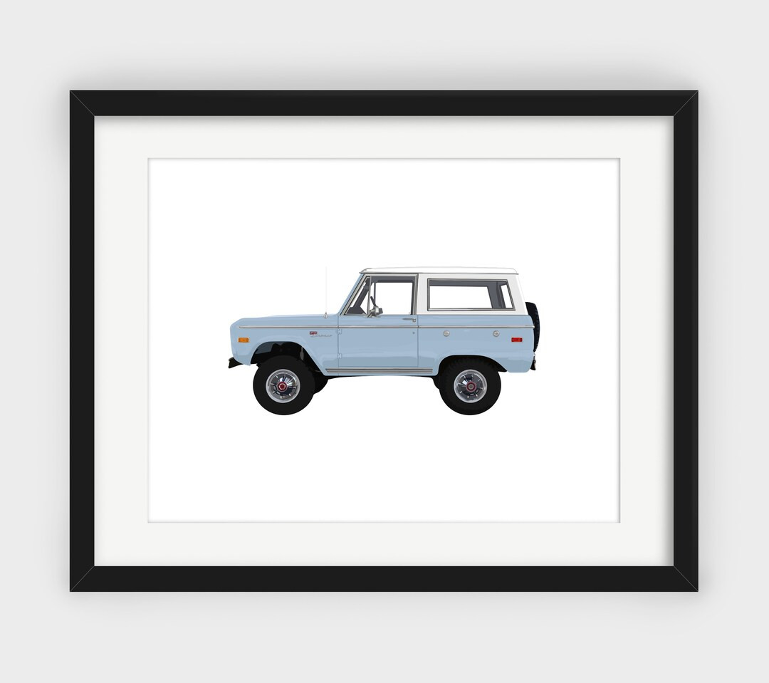 Ford Bronco Print, Light Blue Bronco Print, Blue Bronco, Side, Minimalist Print, Scandinavian Art... | Etsy (US)
