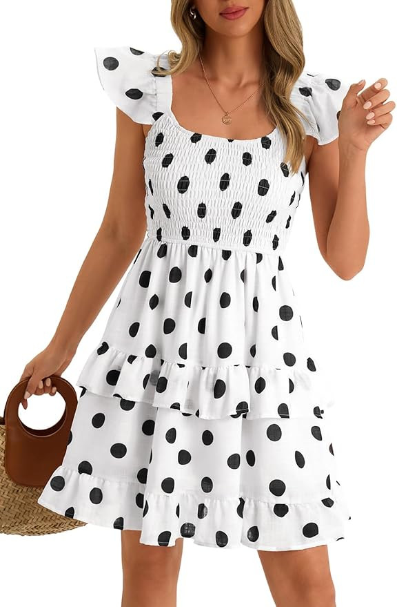 Women Summer Dresses Casual Boho Smocked Ruffle Sun Beach Babydoll Mini Dress Layered Flowy Swing... | Amazon (US)