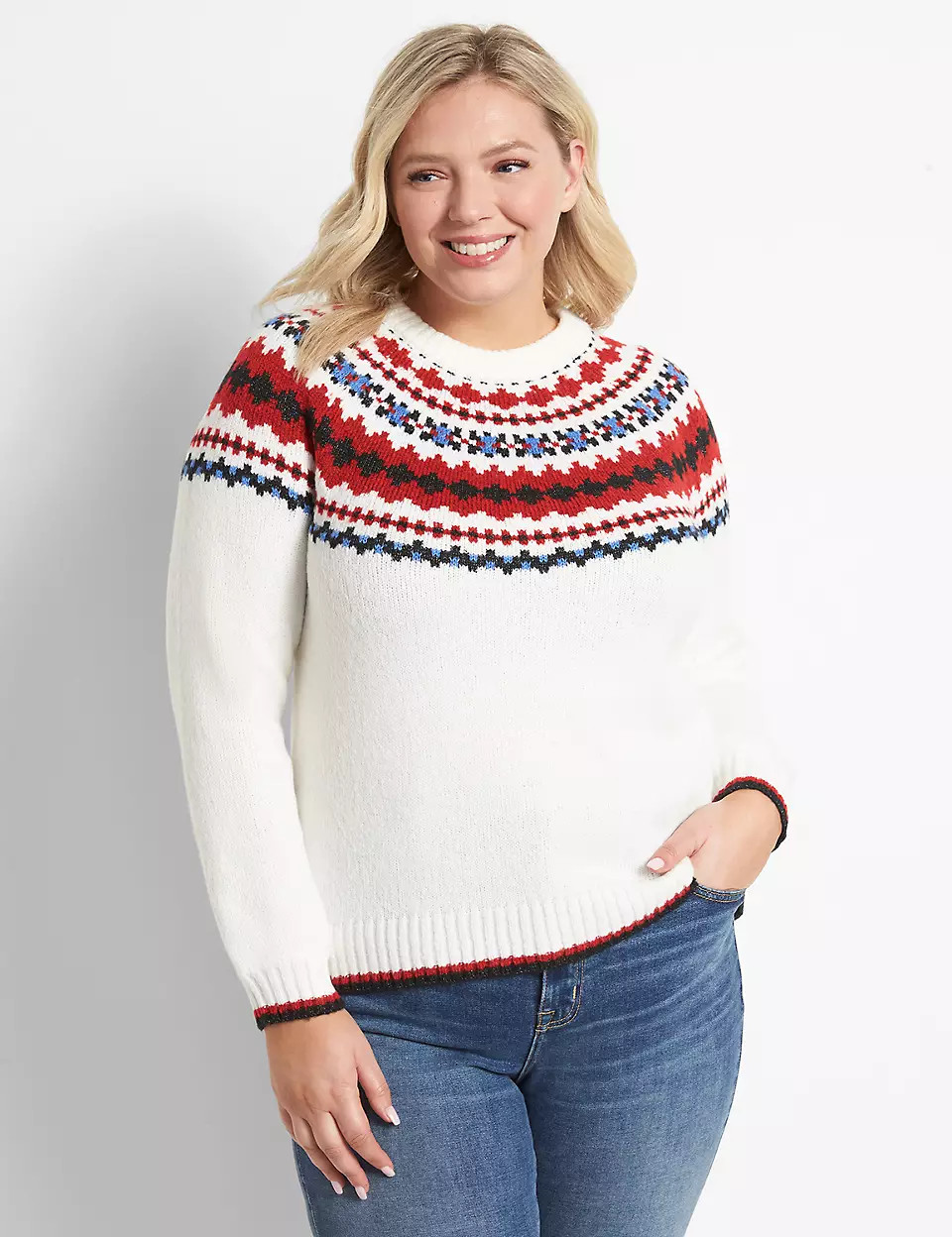 Crew-Neck Fair Isle Sweater | Lane Bryant (US)