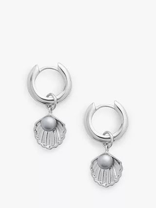 Olivia Burton Shell Hug Hoop Earrings, Silver OBJSCE07 | John Lewis UK