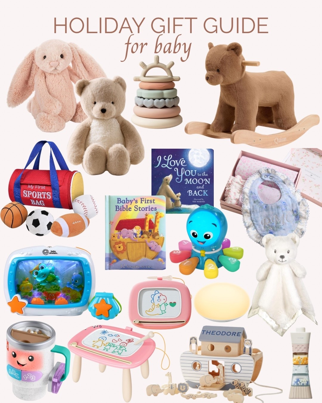 🎁✨ HOLIDAY GIFT GUIDE FOR BABY ✨🎁
Looking for the sweetest baby gifts this holiday season? This guide is full of timeless, keepsake-worthy, and developmental gift ideas perfect for baby boys and girls. 💕

From soft plush toys and wooden stacking rings to books, personalized keepsakes, and cozy loveys — these gifts are perfect for a baby’s first Christmas or any special milestone.

💡 Perfect for:
🎀 New parents & grandparents
🎀 Baby’s first Christmas
🎀 Keepsake gifts & sensory toys

Shop these adorable and meaningful baby finds right on my LTK — a mix of cute, cozy, and classic! 🌙

#HolidayGiftGuide #GiftGuideForBaby #BabysFirstChristmas #ChristmasGiftGuide #BabyGifts #NewbornGifts #BabyGiftIdeas #LTKHoliday #LTKGiftGuide #LTKBaby #BabyShowerGifts #KeepsakeGifts #HolidayGiftsForBaby #LTKFinds

#LTKGiftGuide #LTKHoliday #LTKBaby