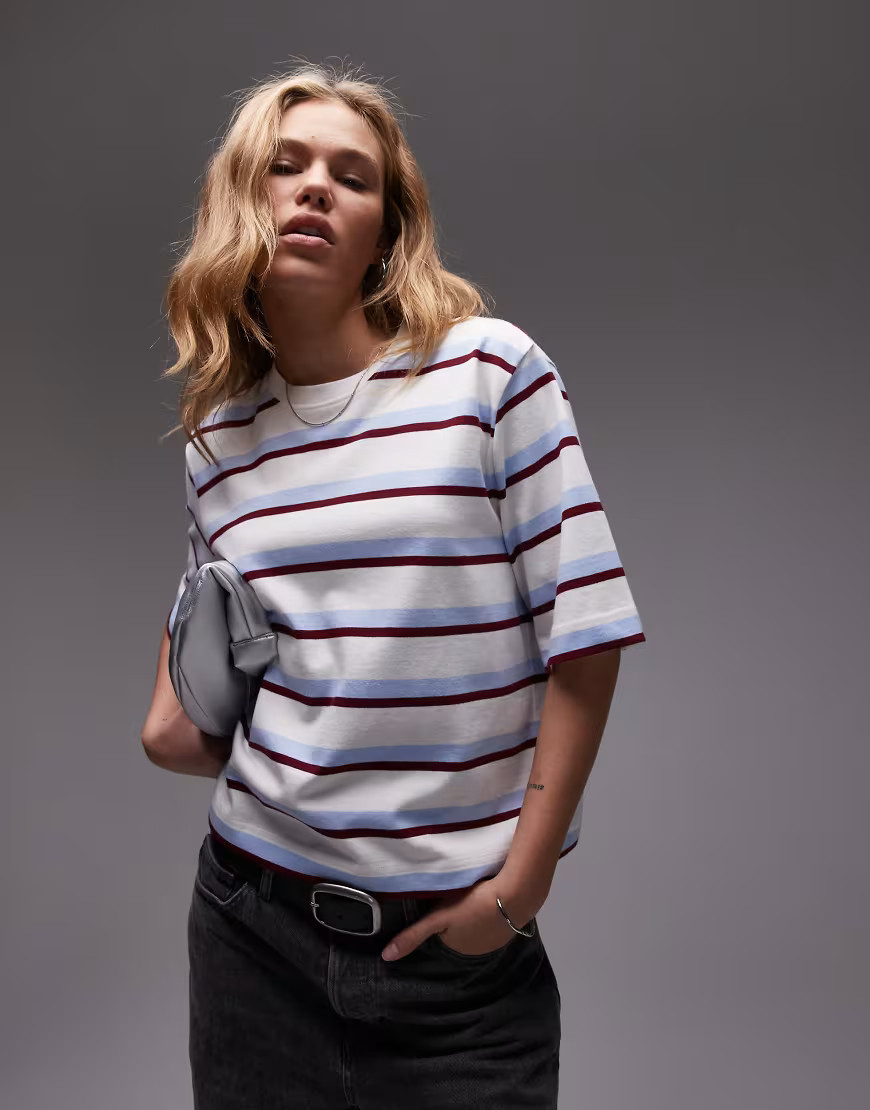 ARKET heavyweight boxy t-shirt in multi stripes | ASOS (Global)