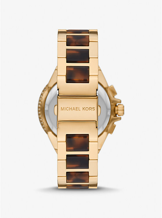 Oversized Camille Pavé Gold-Tone and Tortoiseshell Acetate Watch | Michael Kors US