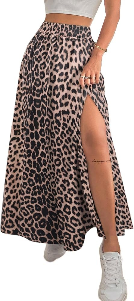 Avanova Women Boho Floral Slit Maxi Skirt Split Thigh High Waisted Long Skirts | Amazon (US)