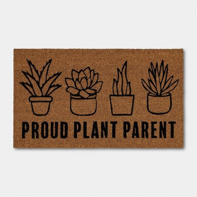 1'4"x2'4" Proud Plant Parent Rectangle Outdoor Door Mat Black - Room Essentials™ | Target