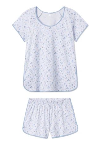 Pima Shorts Set in French Blue Floral | Lake Pajamas