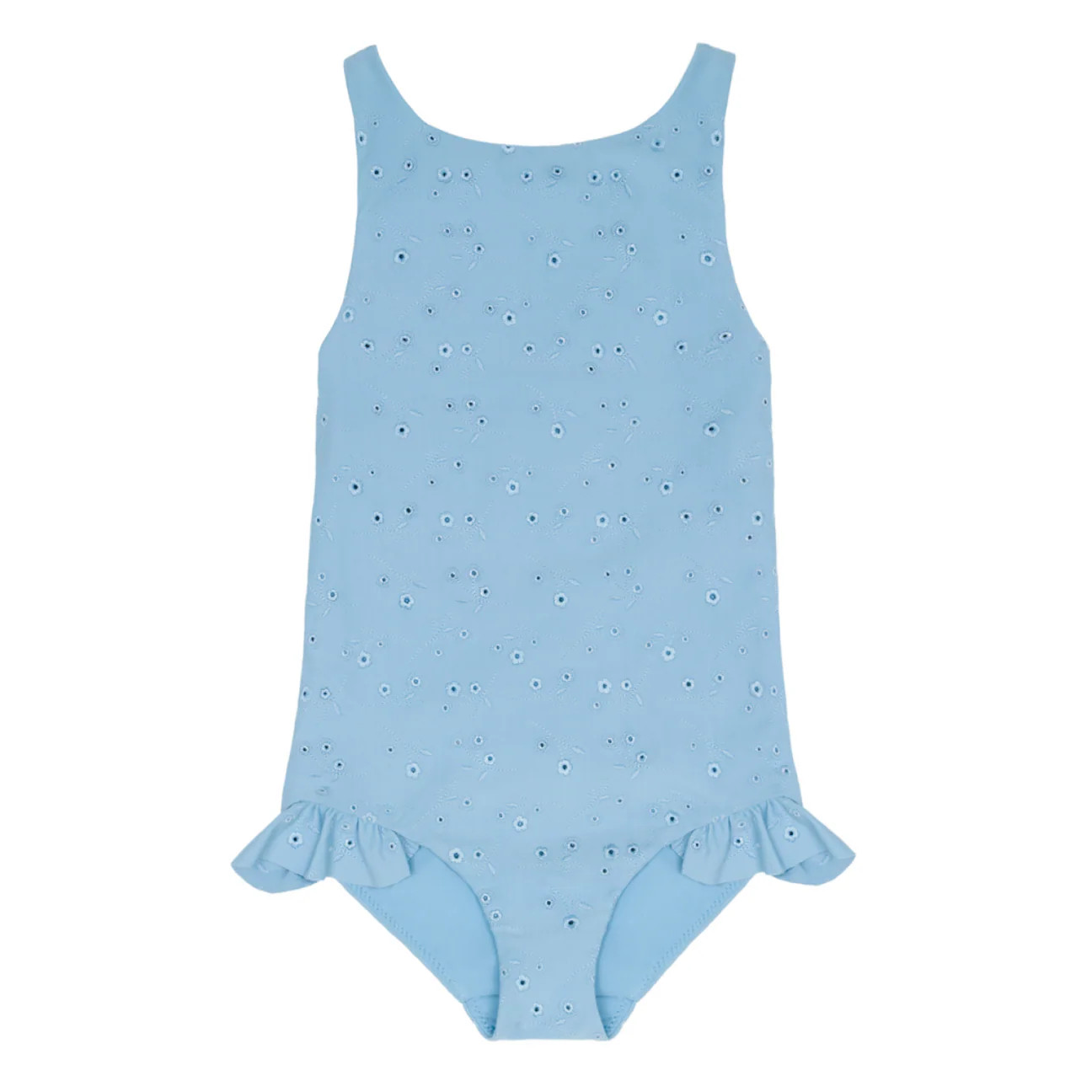 girls dusk blue eyelet ballerina one piece | Minnow