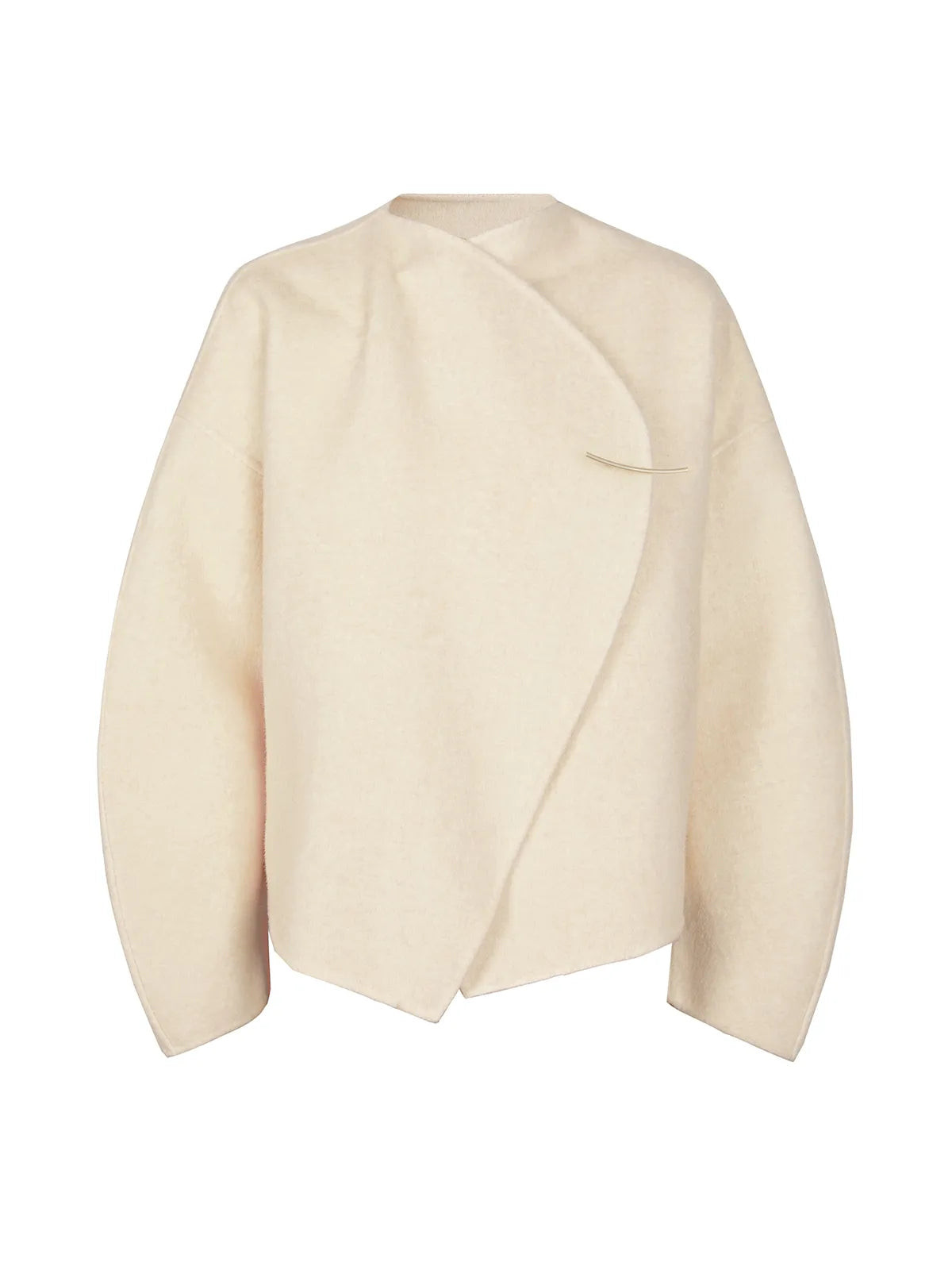 Cropped Woolen Jacket With Scarf | SDEER