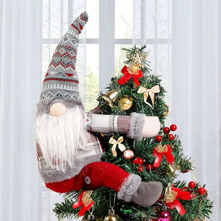 Sggvecsy Christmas Tree Topper Gnome Hand Made Christmas Gnome Decoration Funny Christmas Tree To... | Amazon (US)