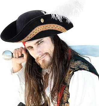 Juvale Tricorn Pirate Hat with Feather for Halloween Outfit, Renaissance Hat for Colonial Revolut... | Amazon (US)