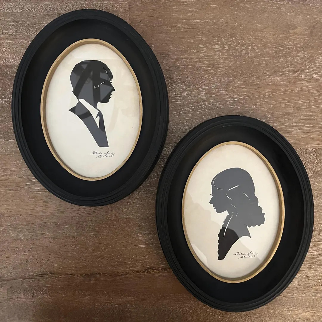 Vintage Set of 2 Hand Cut Silhouettes in 5x7 Photo Picture Frame | Etsy (US)