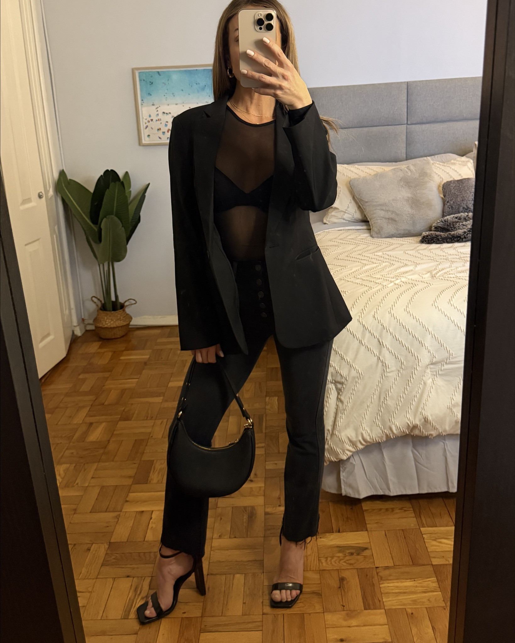 All black everything. 🖤

Love this sheer top layered with an oversized blazer and high waist crop flares. Amazon spring sale deal on the bra and the purse RN! 



#LTKFindsUnder100 #LTKOver40 #LTKStyleTip