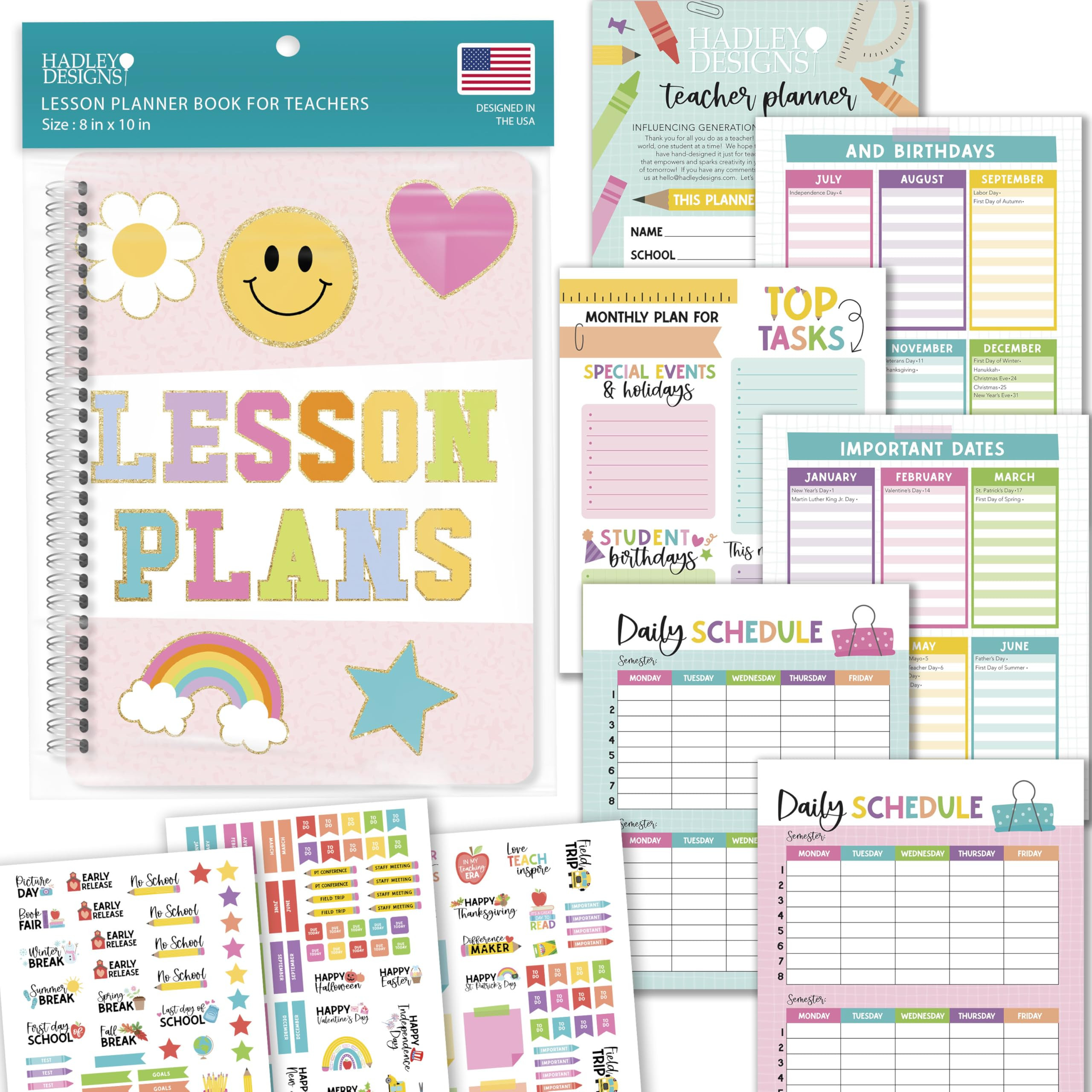Teacher Planner 2025-2026 – Undated Lesson Planner Book with Stickers, Monthly & Weekly Pages, ... | Amazon (US)