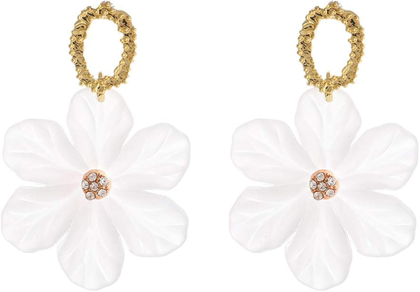 Bohemian Luxury Oversize Resin Big Flower Earrings For Women Stainless Steel Crystal Jewelry … ... | Amazon (US)