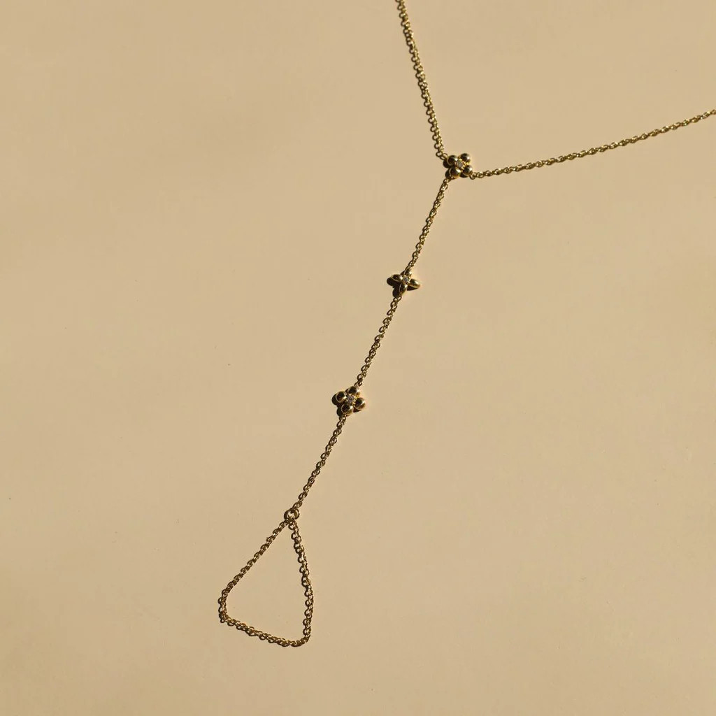 Gold Flower Hand Chain Bracelet | Nickel and Suede