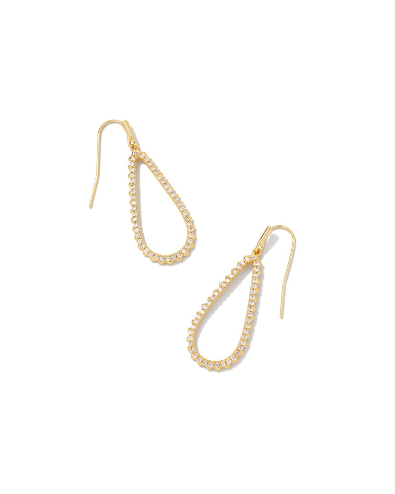 Payton Gold Small Open Frame Earrings in White Crystal | Kendra Scott