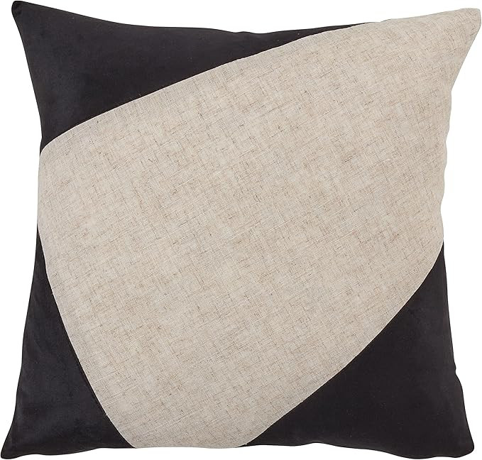 SARO LIFESTYLE Cleo Collection Geometric Velvet Design Pillow Cover, 18"x18", Black | Amazon (US)