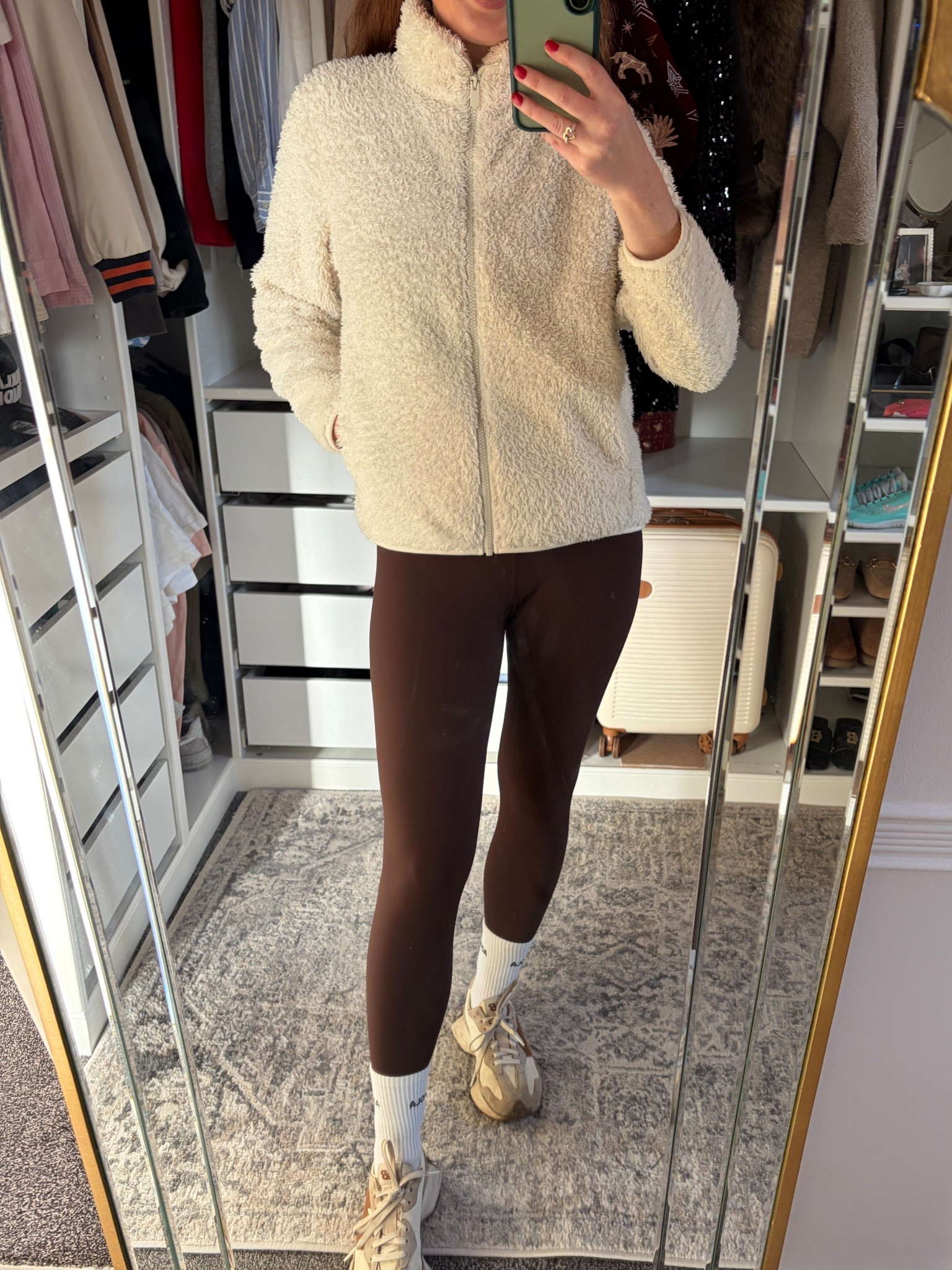 Winter essentials I’m living in: the warmest cream fleece and the most stunning Amazon find these fleece lined leggings. So cosy, so flattering, and they come in a bunch of colours. I’m wearing a size 12 and basically never taking them off! Perfect for cosy winter Saturday errands 🤍❄️ comfy, warm, and still cute for popping out and about. 🧸🤎🧦 

#LTKuk #LTKgiftguide #LTKwinter