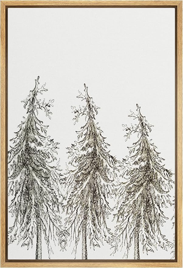 SIGNWIN Framed Canvas Wall Art Tall Trees Geometric Patterns Digital Art Modern Art Contemporary ... | Amazon (US)