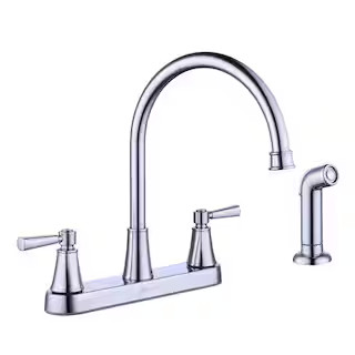 Glacier Bay Melina Double Handle Standard Kitchen Faucet with Side Sprayer in Polished Chrome HD6... | The Home Depot