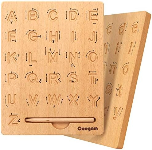 Coogam Wooden Letters Practicing Board, Double-Sided Alphabet Tracing Tool Learning to Write ABC ... | Amazon (US)