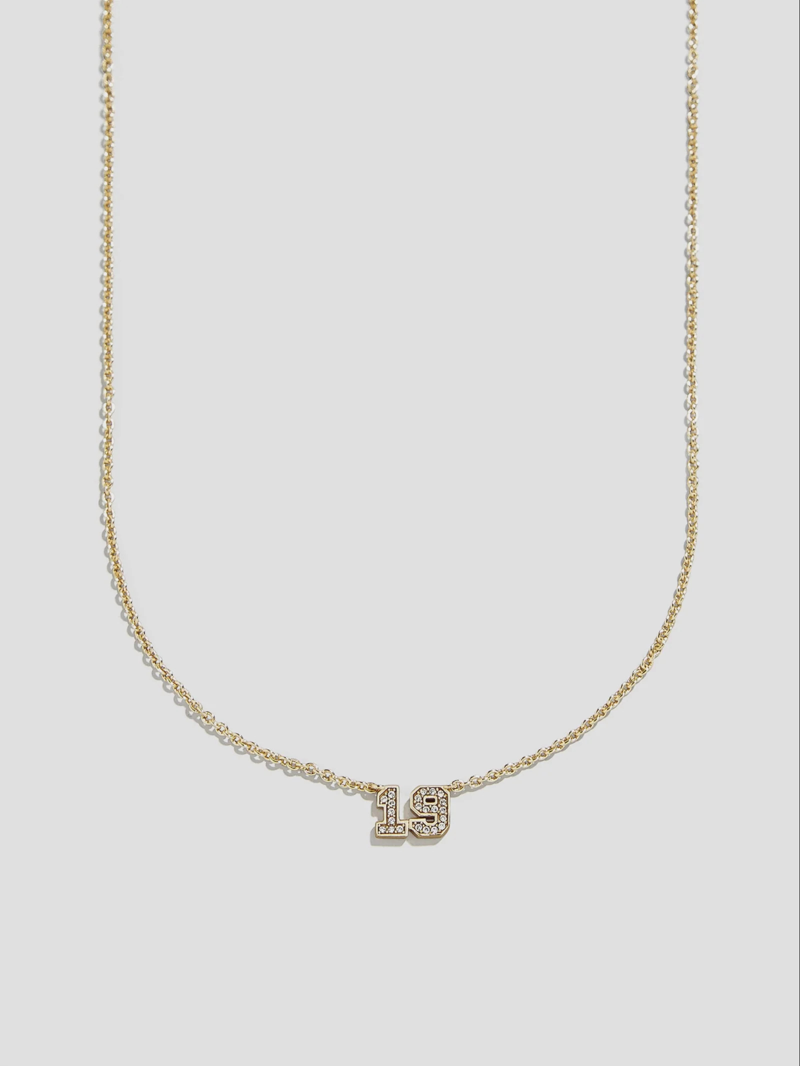 Varsity Gold/Pavé Number Custom Necklace - One Gold Station | BaubleBar