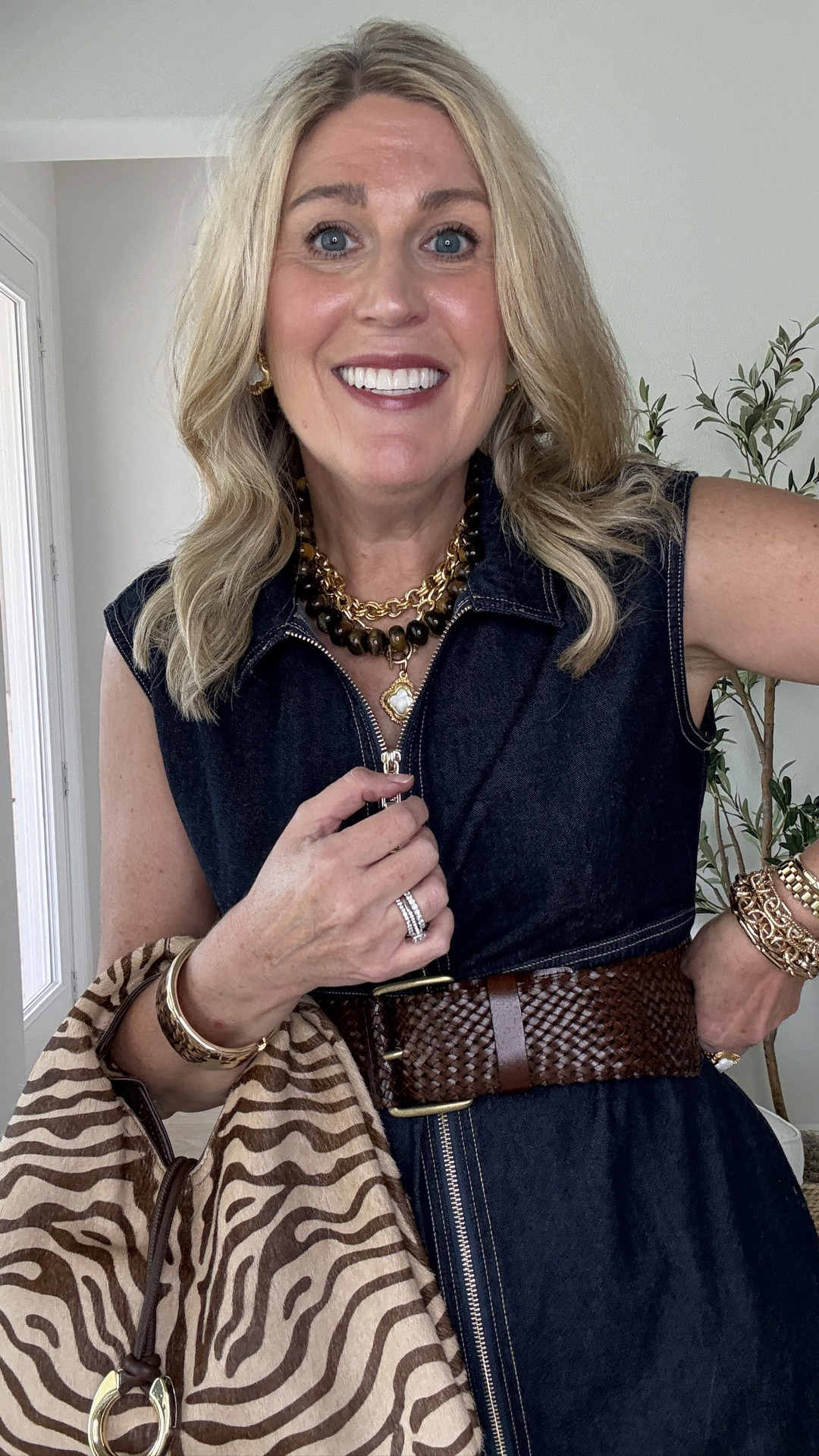 Dress has some stretch. Runs tts. Zips fully up the front. Exposed zipper.
I added a belt from my closet.
@Spartina 449 
#partner

#LTKootd #LTKOver40 #LTKSeasonal