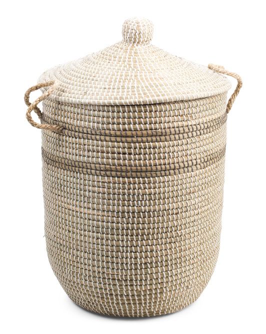 Large Seagrass Storage Basket With Handles | TJ Maxx