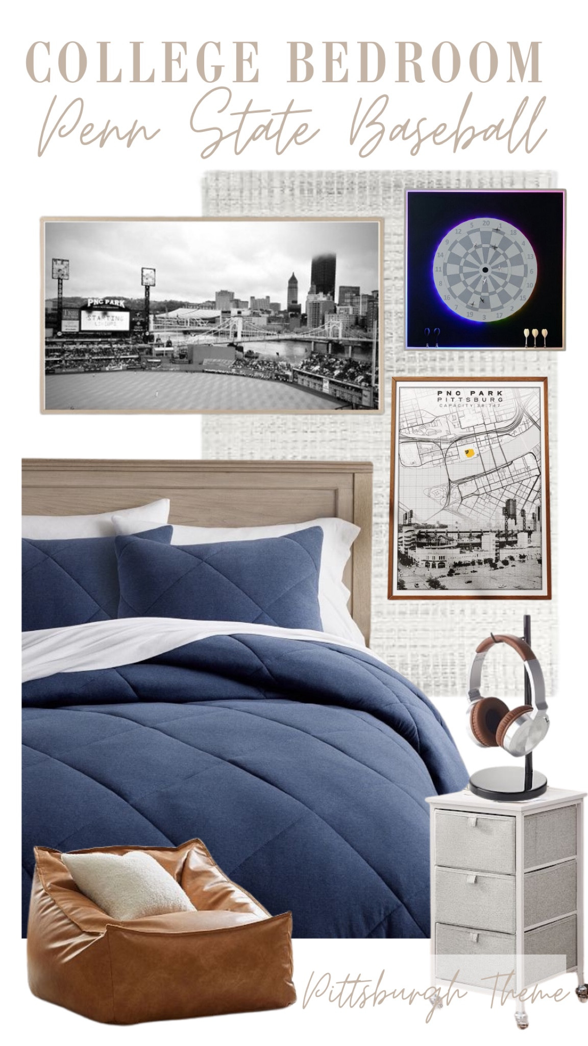 In 24 hours, I flipped three college bedrooms for Penn State Baseball players. This was the Pittsburgh themed room for a pitcher and Pirates fan. 

Download the digital image on Etsy then send to Smallwood Home to print. 

#dormdecor #backtocollege #potterybarnteen #potterybarndorm #potterybarnpartner #boysdorm #boysbedroom

#LTKKids #LTKHome #LTKBacktoSchool