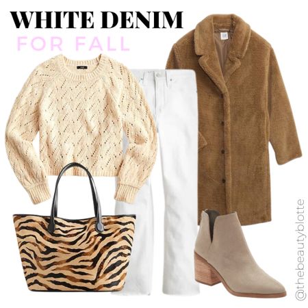 White denim for Fall.

Teddy coat
Pointelle sweater
Booties
Animal print
Tote


#LTKstyletip #LTKsalealert #LTKSeasonal