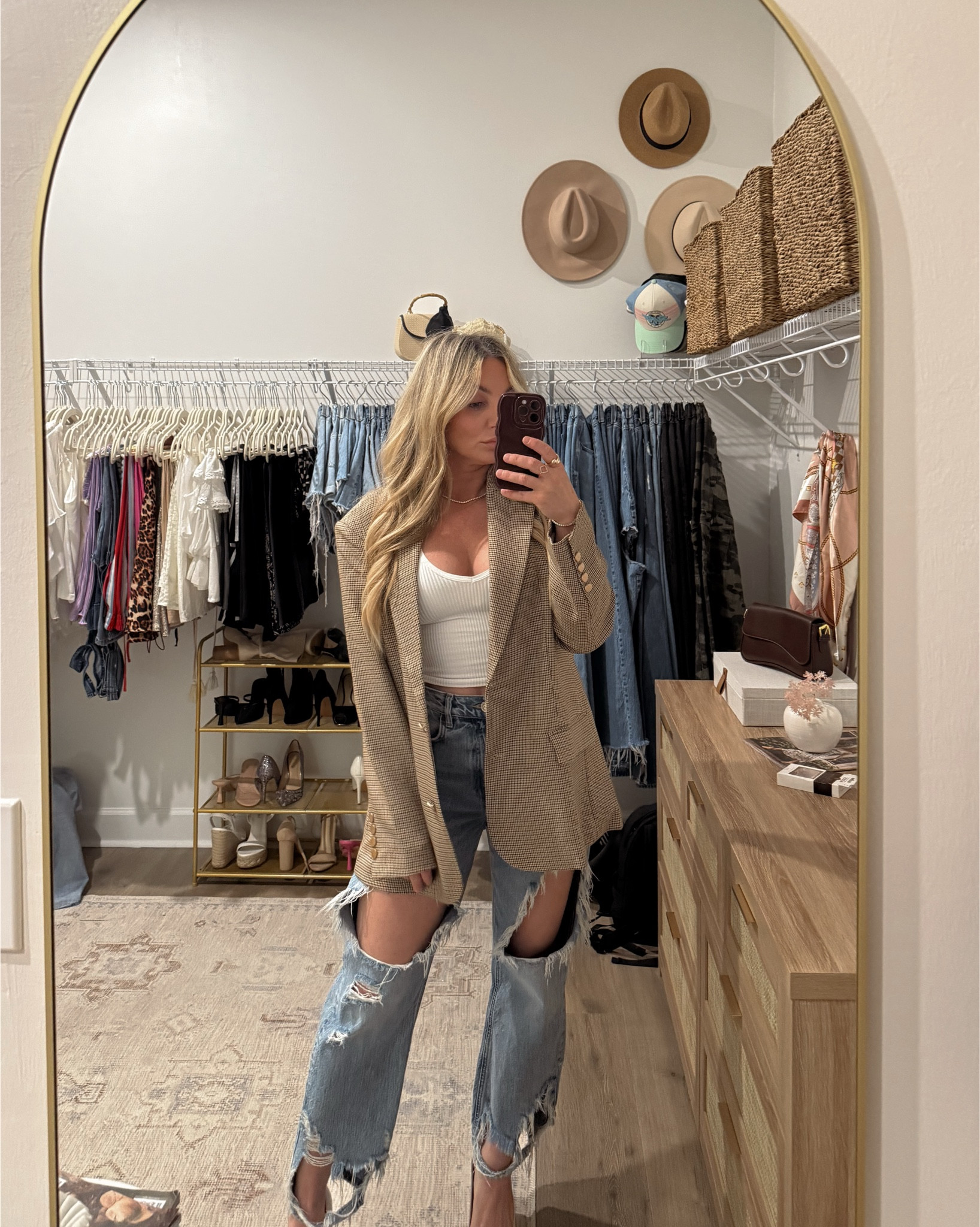 Date night, outfit Inspo, mom style, blazer, women’s jacket, plaid blazer, blazer jacket, casual style, nude heels, white tank, ribbed tank 



#vici #vicicollection 

#LTKootd