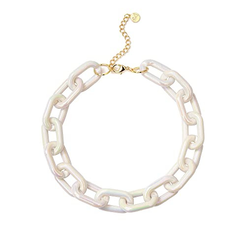 Firstmeet Chunky Acrylic Choker Oval Link Chain Cuban Necklace for Women Men | Amazon (US)