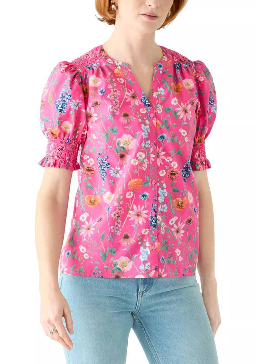 Women's Smocked Button Front Top | Belk